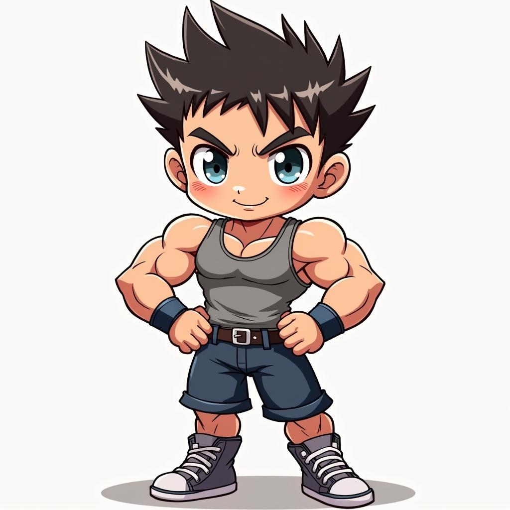 Hinh anh chibi cua nhan vat anime nam co bap dang tao dang ngau nhung van rat cute